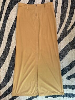 Vintage Cache Suede Y2K Camel Skirt Slit Front 6